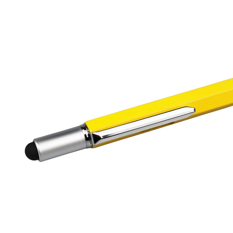 DUNBONG Metal Multi tool Pen 6-in-1 Stylus Pen - With Screwdriver, Ballpoint Pen Black ink, Stylus pen, Level and Ruler, 1-Count (Yellow) - Image 4